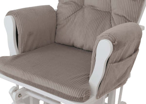 Relaxsessel Schaukelstuhl Schwingstuhl mit Hocker Cord Öko-Tex hellgrau Gestell weiss