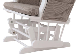 Relaxsessel Schaukelstuhl Schwingstuhl mit Hocker Cord Öko-Tex hellgrau Gestell weiss