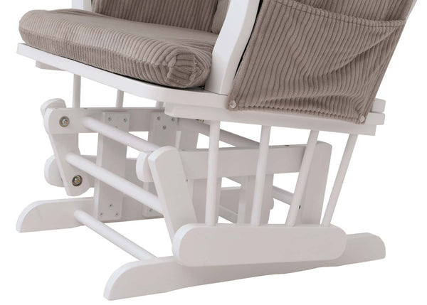 Relaxsessel Schaukelstuhl Schwingstuhl mit Hocker Cord Öko-Tex hellgrau Gestell weiss