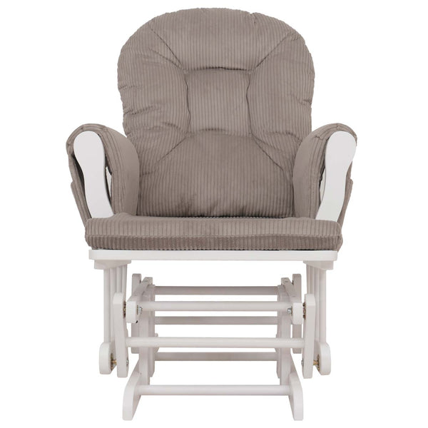 Relaxsessel Schaukelstuhl Schwingstuhl mit Hocker Cord Öko-Tex hellgrau Gestell weiss