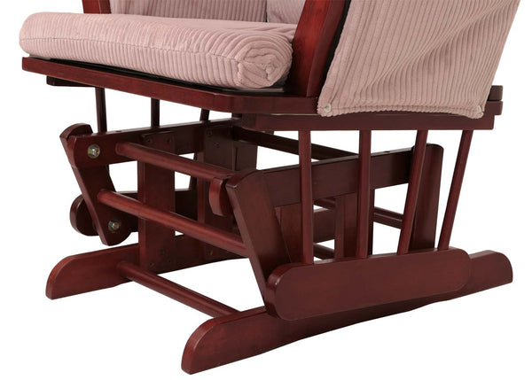 Relaxsessel Schaukelstuhl Schwingstuhl mit Hocker Cord Öko-Tex rosa Gestell dunkel