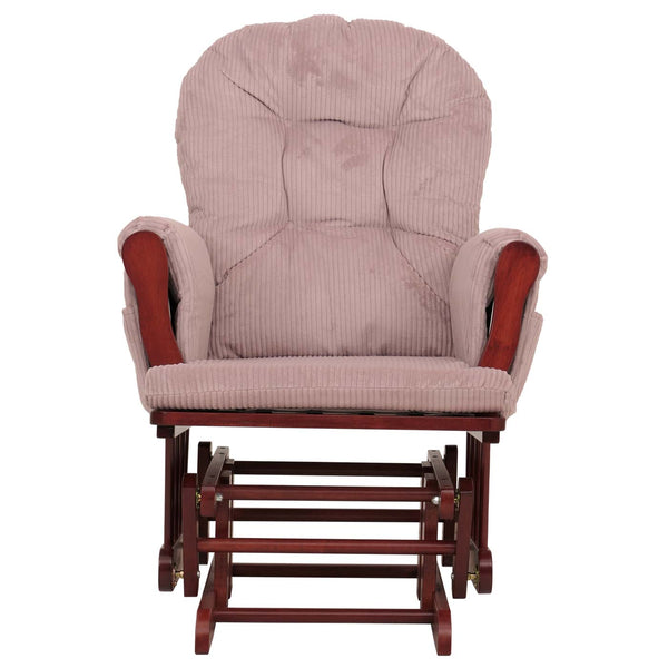 Relaxsessel Schaukelstuhl Schwingstuhl mit Hocker Cord Öko-Tex rosa Gestell dunkel