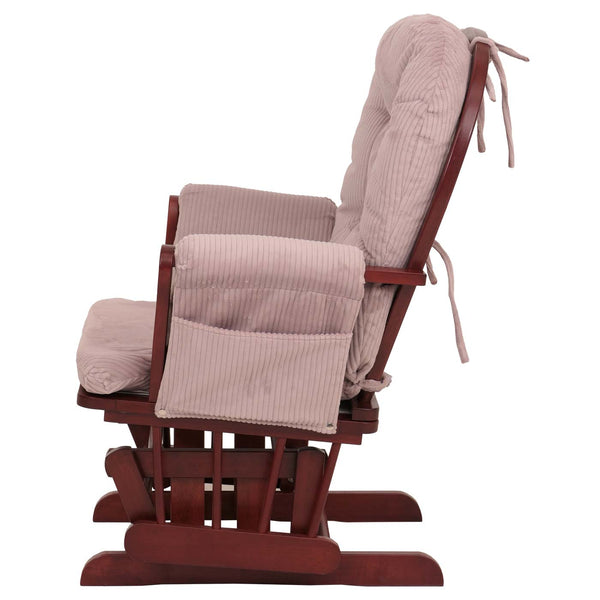 Relaxsessel Schaukelstuhl Schwingstuhl mit Hocker Cord Öko-Tex rosa Gestell dunkel