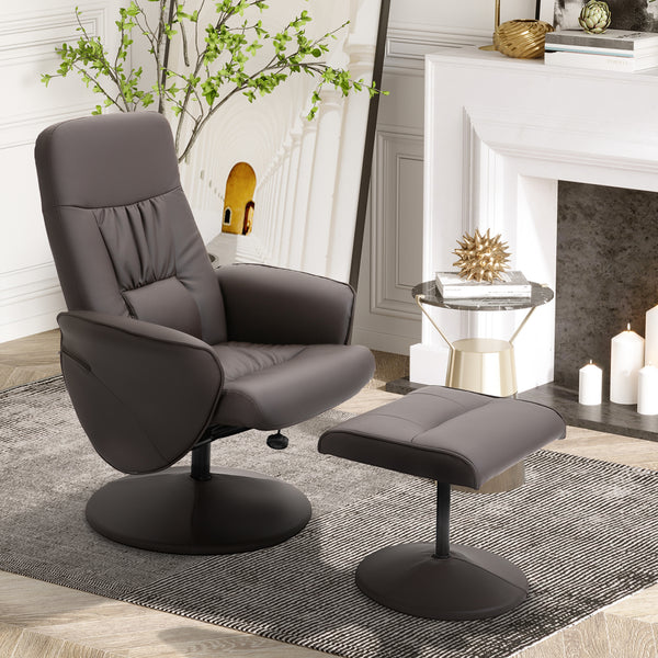 Relaxsessel Set mit Fusshocker höhenverstellbar neigbar braun