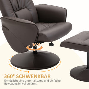 Relaxsessel Set mit Fusshocker höhenverstellbar neigbar braun