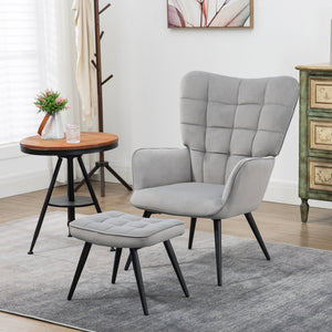 Relaxsessel Set mit Fusshocker belastbar bis 120kg grau