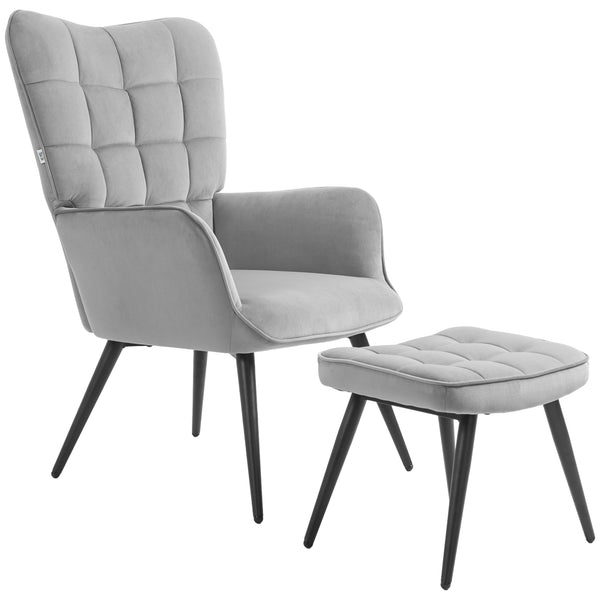 Relaxsessel Set mit Fusshocker belastbar bis 120kg grau