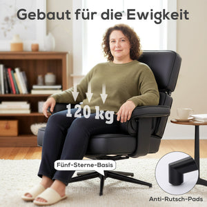 Relaxsessel verstellbar mit Fusshocker Kunstleder schwarz