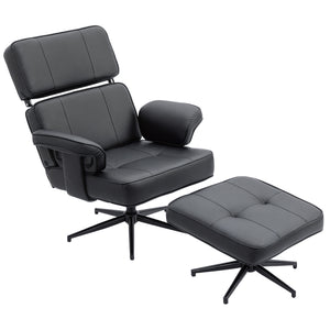 Relaxsessel verstellbar mit Fusshocker Kunstleder schwarz