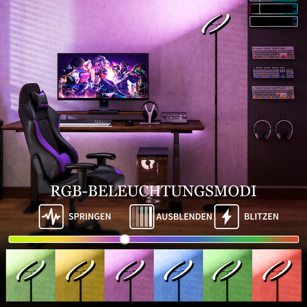 RGB Stehlampe dimmbar mehrfarbig drehbar schwarz