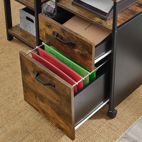 Rollcontainer Aktenschrank Büro Rollen Stahlrahmen Braun Schwarz