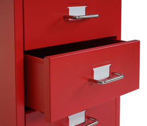 Rollcontainer Boston 5 Schubladen Stahlschrank 69x28x44cm Rot