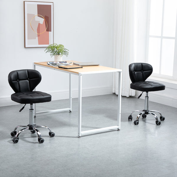 Rolling stool set of 2, height adjustable, dark grey