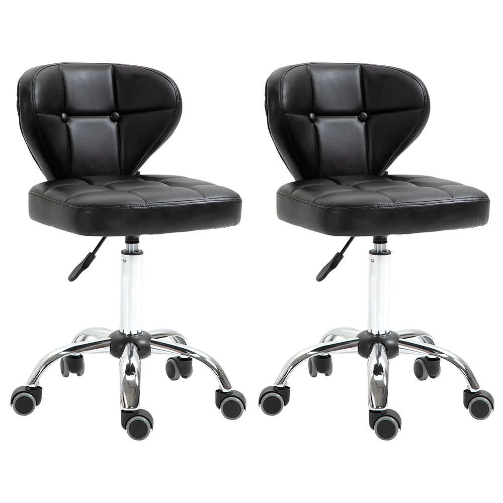 Rolling stool set of 2, height adjustable, dark grey