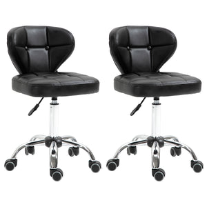 Rolling stool set of 2, height adjustable, dark grey