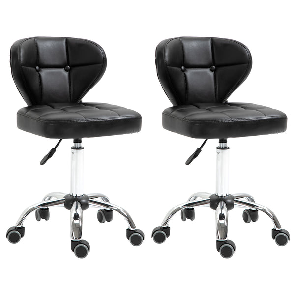 Rolling stool set of 2, height adjustable, dark grey