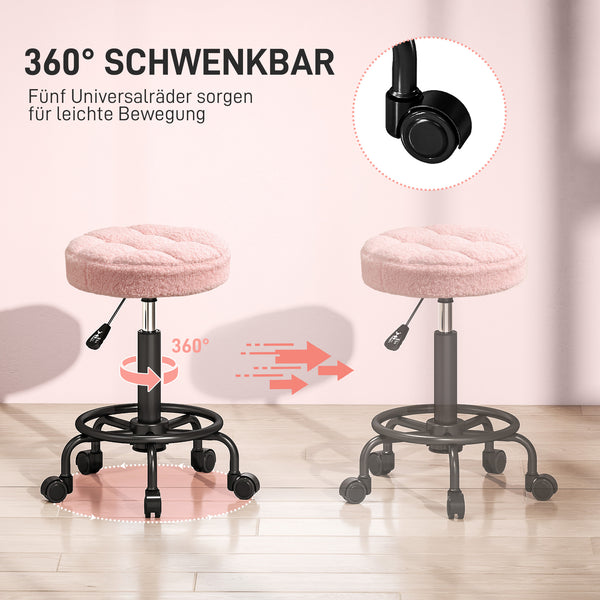 Rollhocker Arbeitshocker höhenverstellbar drehbar rosa