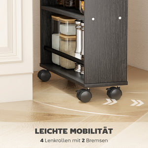 Rollregal schmal mit 4 Fächern für Küche oder Bad schwarz