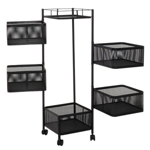 Rollregal Rollwagen Multifunktionsregal Küche rollbar Körbe schwenkbar 94x30x30cm schwarz