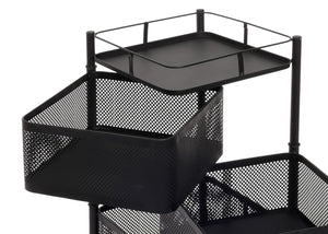 Rollregal Rollwagen Multifunktionsregal Küche rollbar Körbe schwenkbar 94x30x30cm schwarz