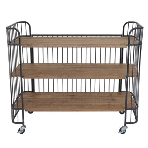 Rollwagen Servierwagen Tanne Massivholz Vintage 84x98x36cm