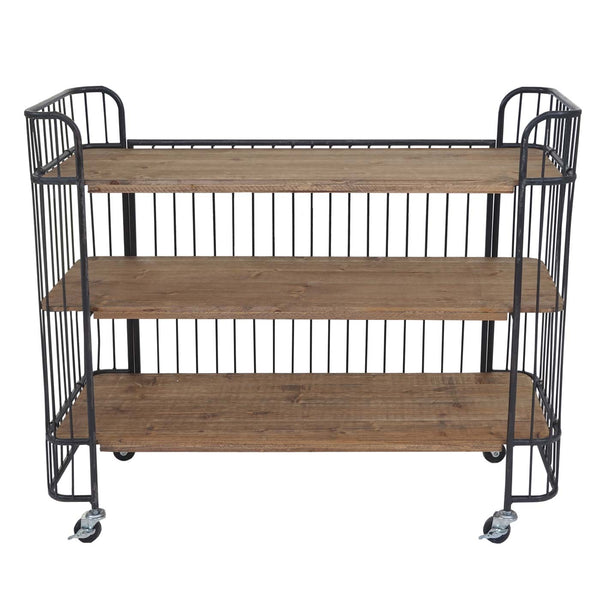 Rollwagen Servierwagen Tanne Massivholz Vintage 84x98x36cm