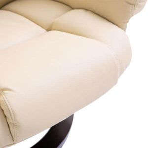 Relaxsessel mit Hocker, Liegefunktion, drehbar, bis 160 kg, Kunstleder creme