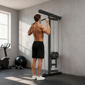 Rudermaschine Fitnessgerät wandmontiert für Heimtraining schwarz