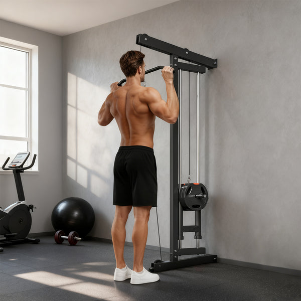 Rudermaschine Fitnessgerät wandmontiert für Heimtraining schwarz