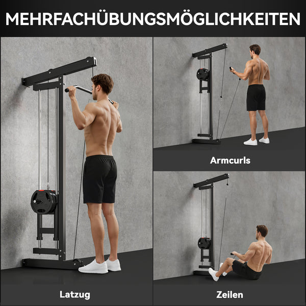 Rudermaschine Fitnessgerät wandmontiert für Heimtraining schwarz