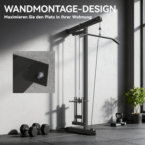 Rudermaschine Fitnessgerät wandmontiert für Heimtraining schwarz