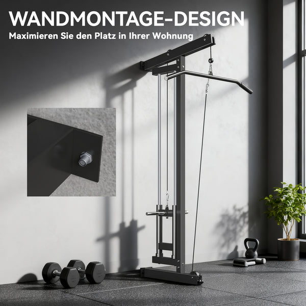 Rudermaschine Fitnessgerät wandmontiert für Heimtraining schwarz
