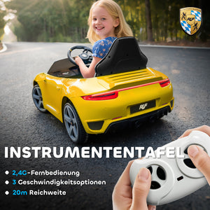 Kinderauto elektrisch RUF GT fernbedienbar mit Musik 3-5 Jahre gelb