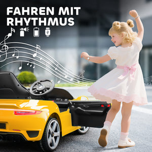 Kinderauto elektrisch RUF GT fernbedienbar mit Musik 3-5 Jahre gelb