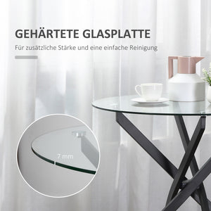 Runder Beistelltisch Couchtisch aus Glas Schwarz