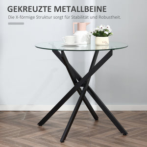 Runder Beistelltisch Couchtisch aus Glas Schwarz
