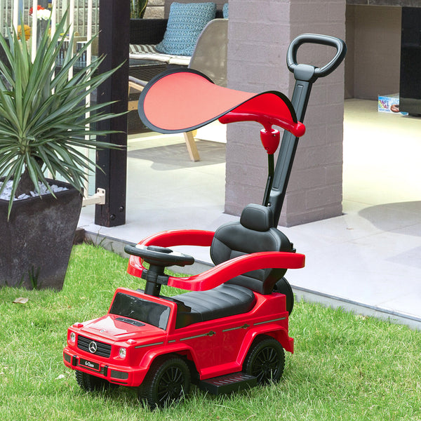 Rutschauto 3-in-1 mit Schiebstange und Lenkrad für Kinder rot