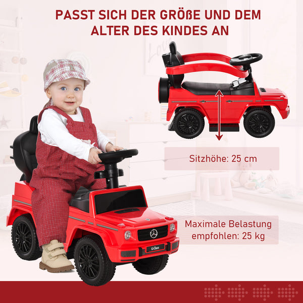 Rutschauto 3-in-1 mit Schiebstange und Lenkrad für Kinder rot
