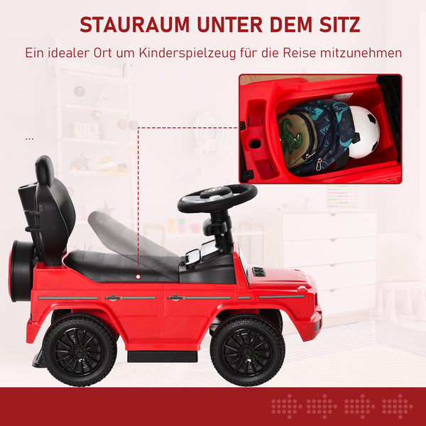Rutschauto 3-in-1 mit Schiebstange und Lenkrad für Kinder rot