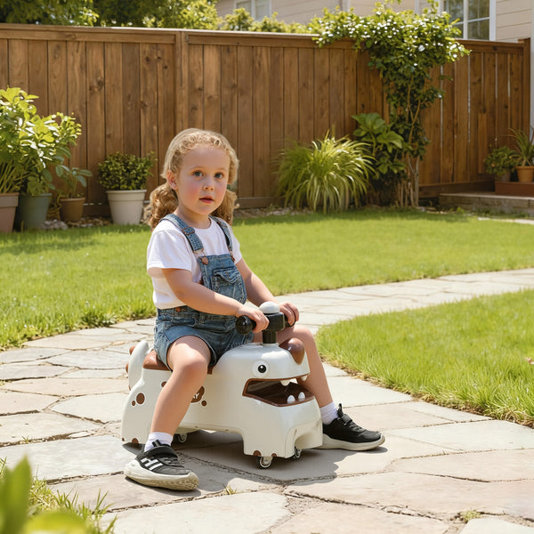 Rutschauto Kinder Dino mit Licht und Sound cremeweiss braun