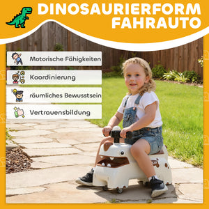 Rutschauto Kinder Dino mit Licht und Sound cremeweiss braun