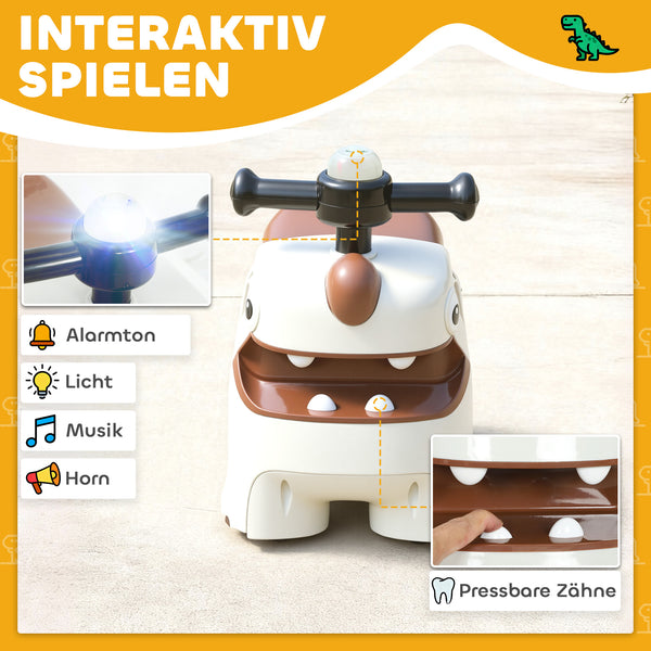 Rutschauto Kinder Dino mit Licht und Sound cremeweiss braun