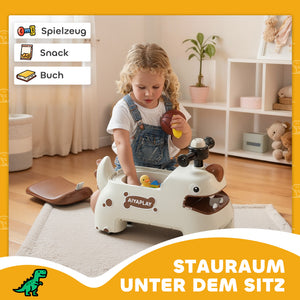 Rutschauto Kinder Dino mit Licht und Sound cremeweiss braun