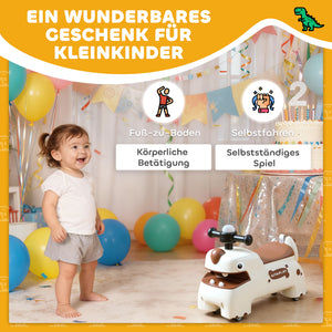 Rutschauto Kinder Dino mit Licht und Sound cremeweiss braun