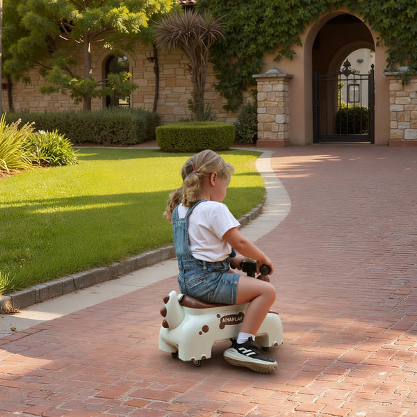 Rutschauto Kinder Dino mit Licht und Sound cremeweiss braun