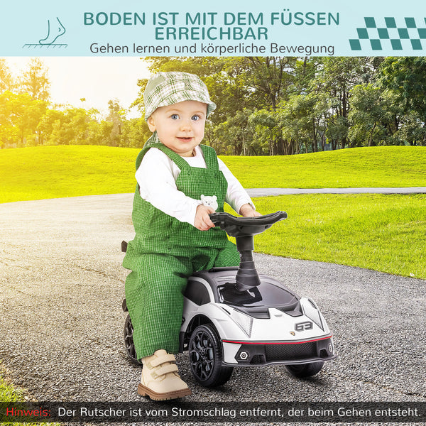 Rutschauto Kinderfahrzeug mit Hupe für drinnen & draussen Weiss-Schwarz