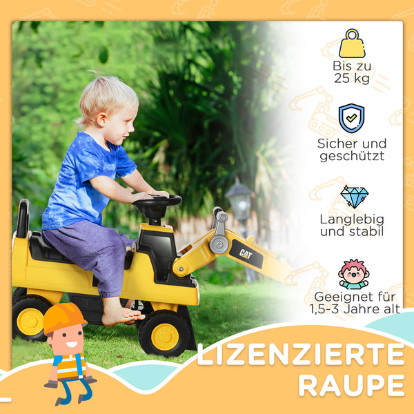 Rutschauto Sitzbagger mit Hupe ab 12 Monaten Gelb-Schwarz