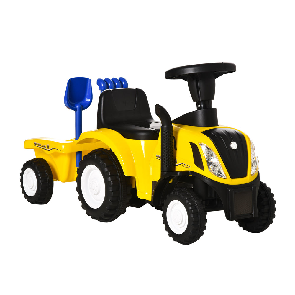 Ride-on tractor with trailer, suitable for ages 2 and up, yellow