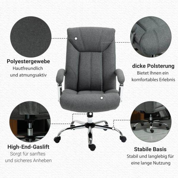 Bürostuhl mit Wippfunktion ergonomischer Stuhl höhenverstellbarer Drehstuhl Nylon Grau