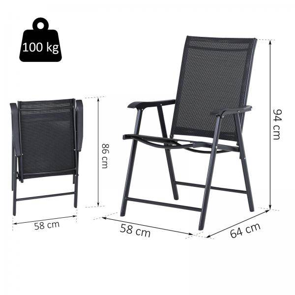 Klappstuhl mit Armlehne 2er Set Campingstuhl Angelstuhl Faltstuhl Metall Schwarz